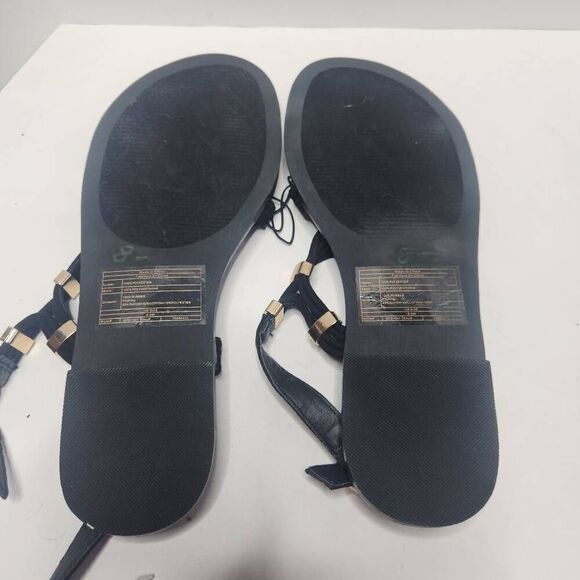 Torrid Womens Black Gold Hardware Gladiator Sandals Size 6.5 Wide Summer - Picture 5 of 9